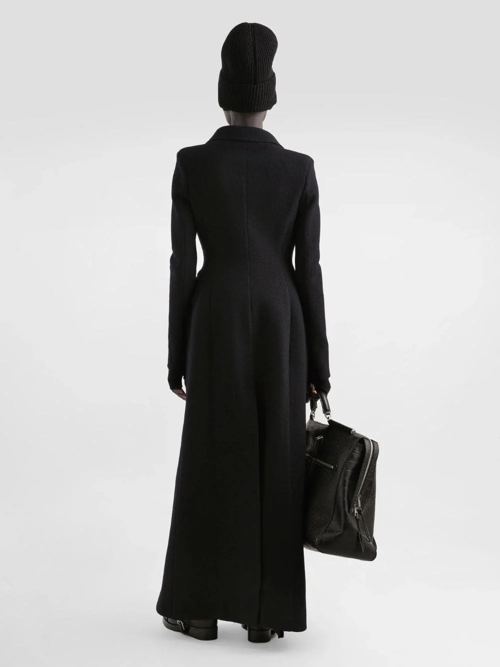 Black Double-Breasted Wool Coat - Image 4