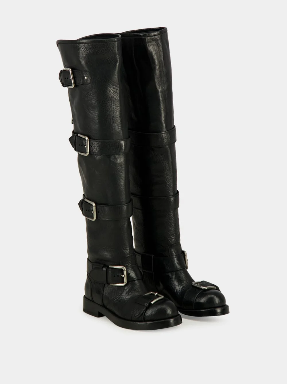 Black Horse Leather Buckled Boots - Image 3