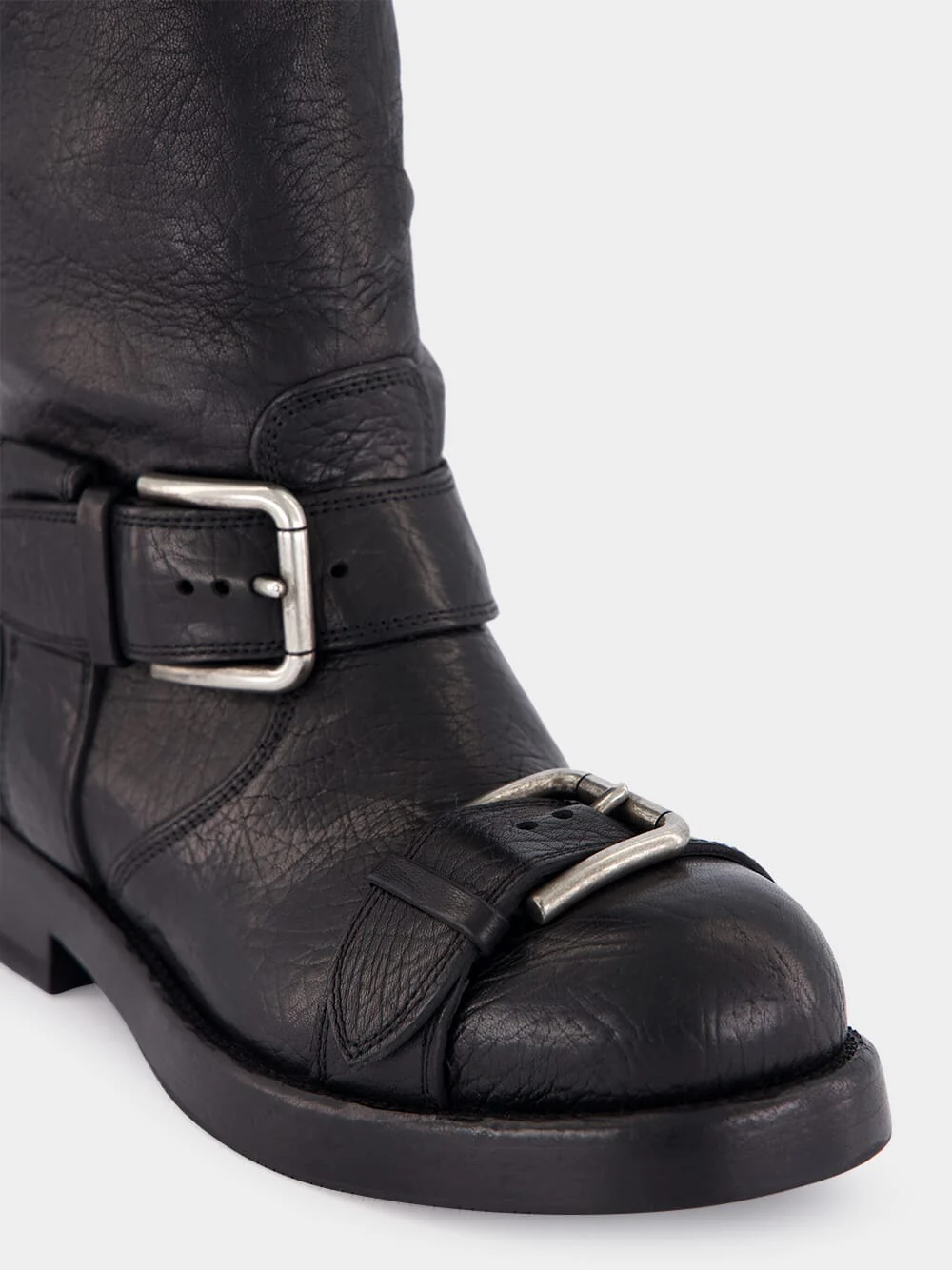 Black Horse Leather Buckled Boots - Image 5