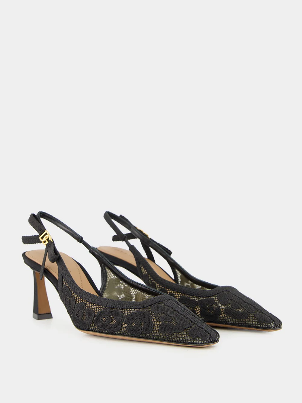 Black Lace Slingback Pumps - Image 10