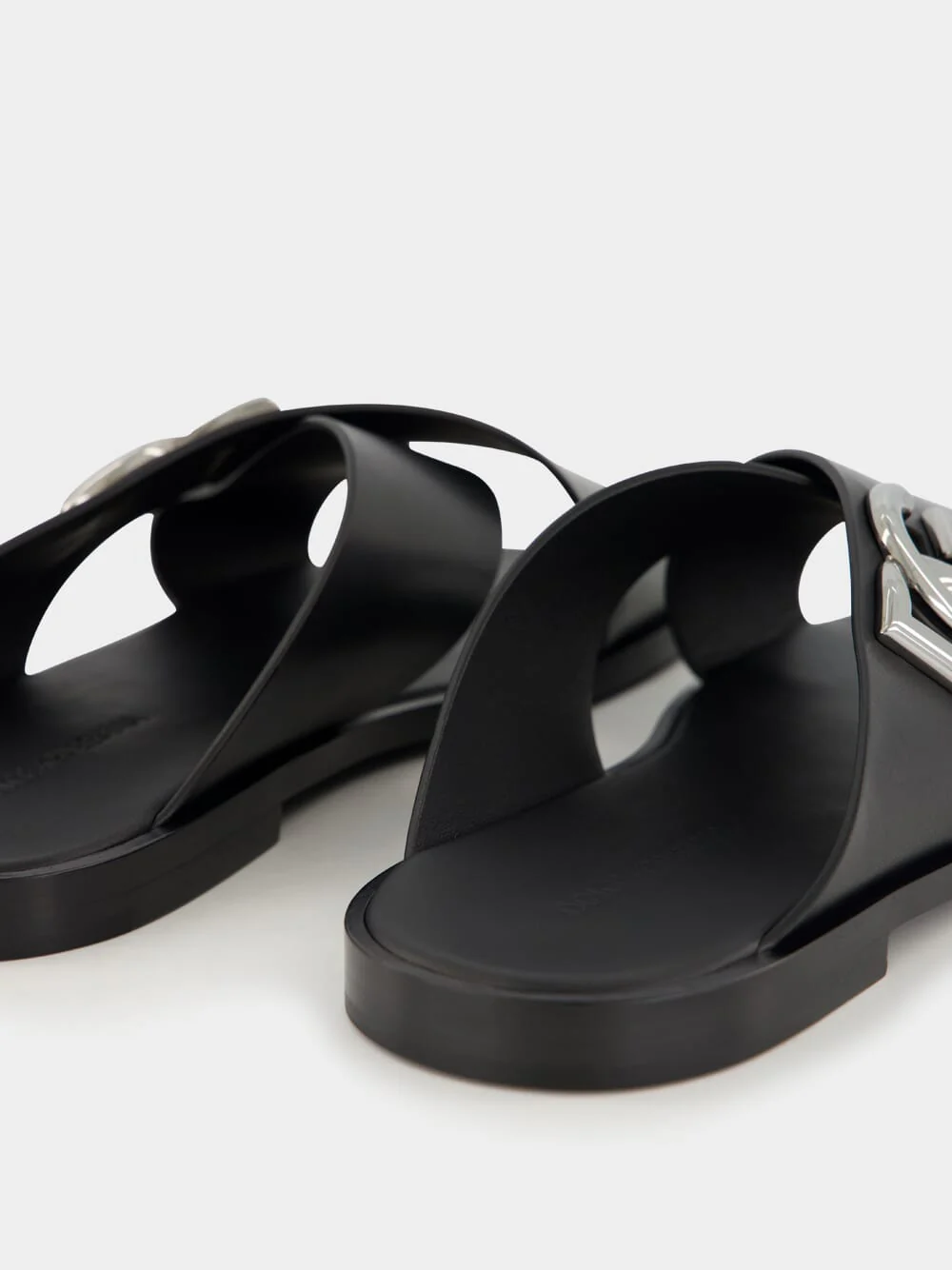 Black Leather DG Logo Sandals - Image 6