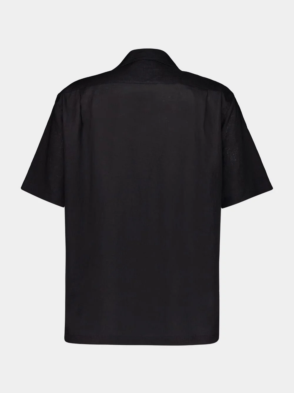 Black Linen Short Sleeve Button-Up Shirt - Image 2