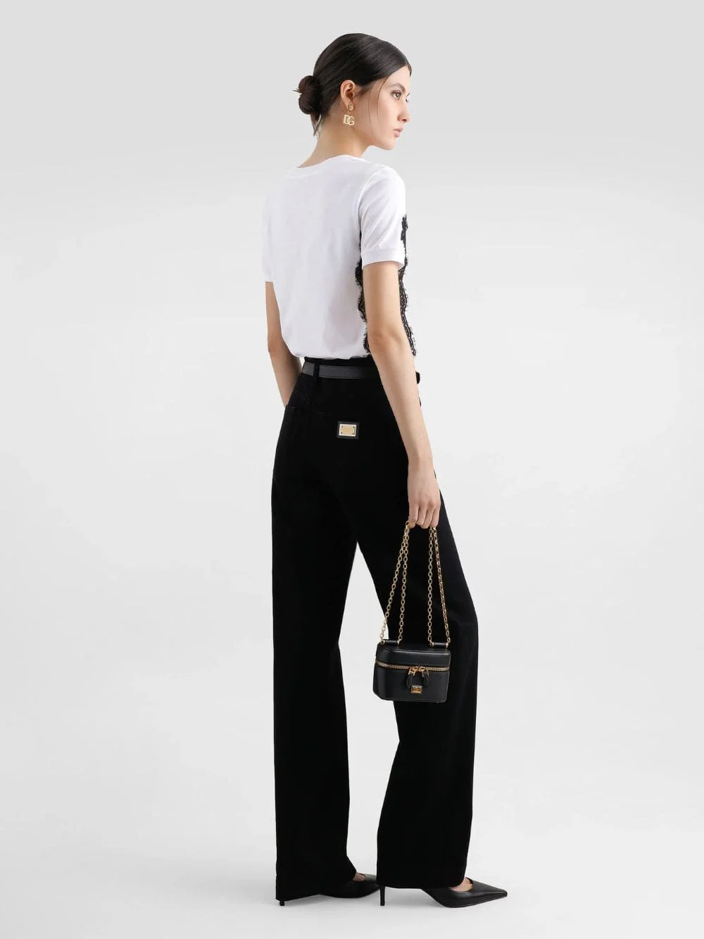 Black Loose Denim Jeans with Pressed Pleat - Image 3