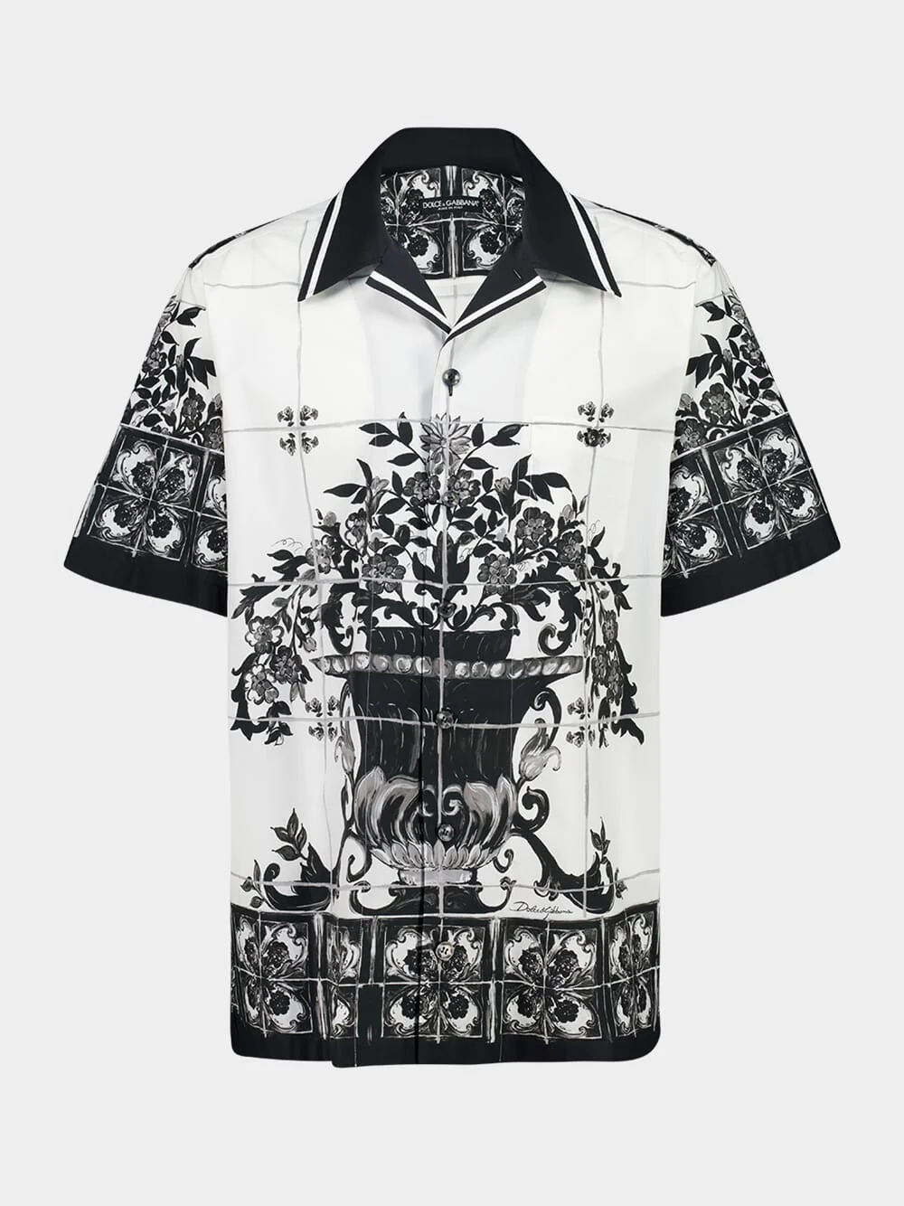 Black Majolica Print Poplin Hawaii Shirt