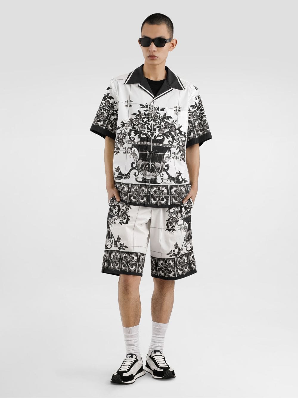 Black Majolica Print Poplin Hawaii Shirt - Image 2