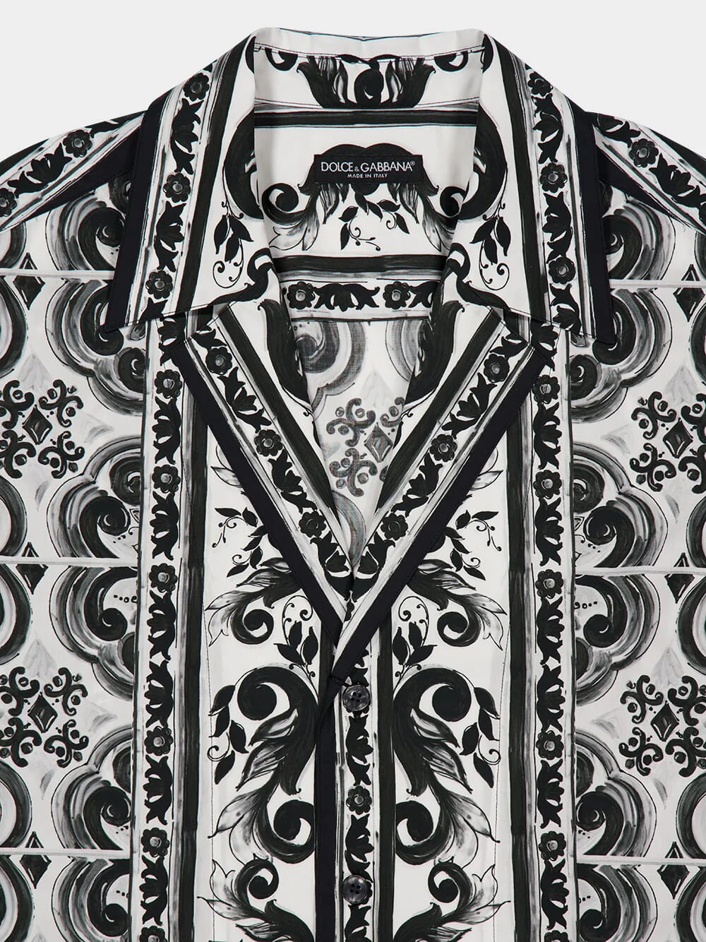 Black Majolica Print Short Sleeve Shirt - Image 3
