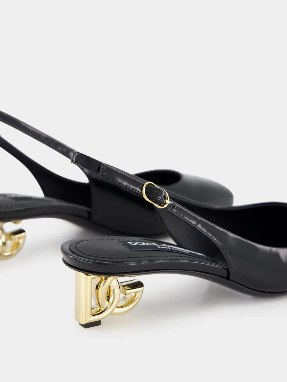 Black Patent Leather Slingbacks with DG Heel - Image 13