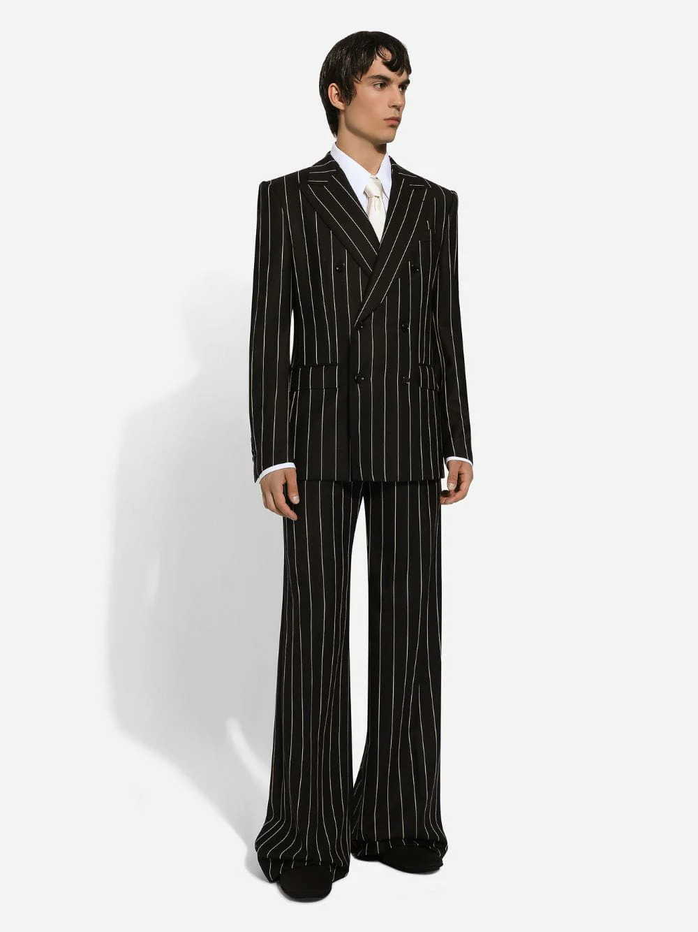 Black Pinstripe Sicilia Wool Jacket