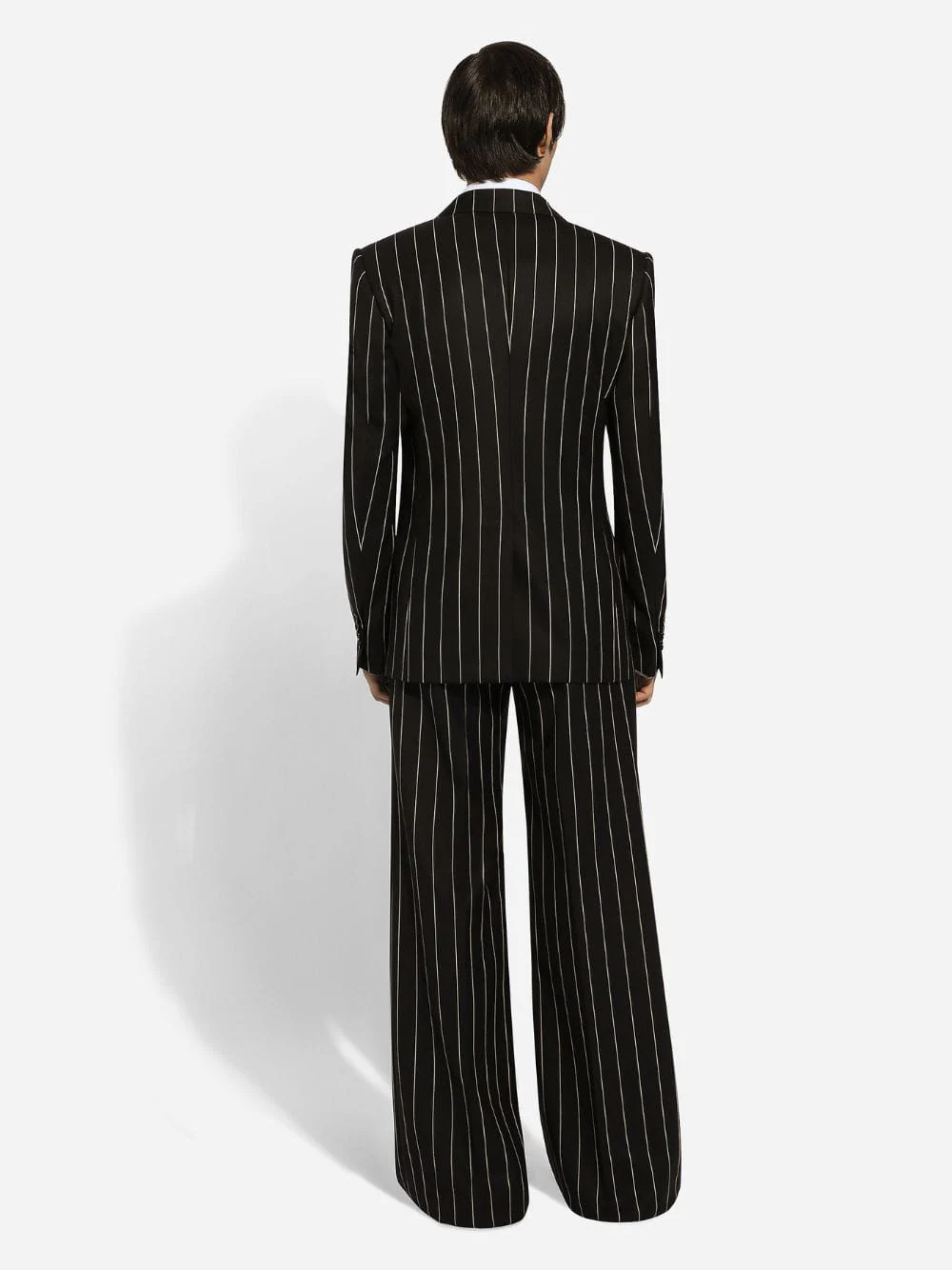 Black Pinstripe Sicilia Wool Jacket - Image 3