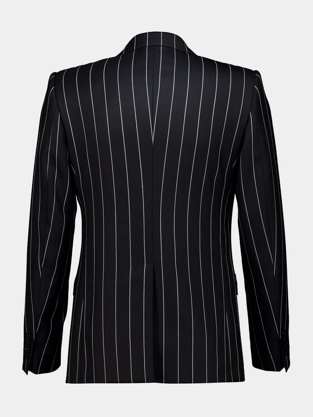 Black Pinstripe Sicilia Wool Jacket - Image 4