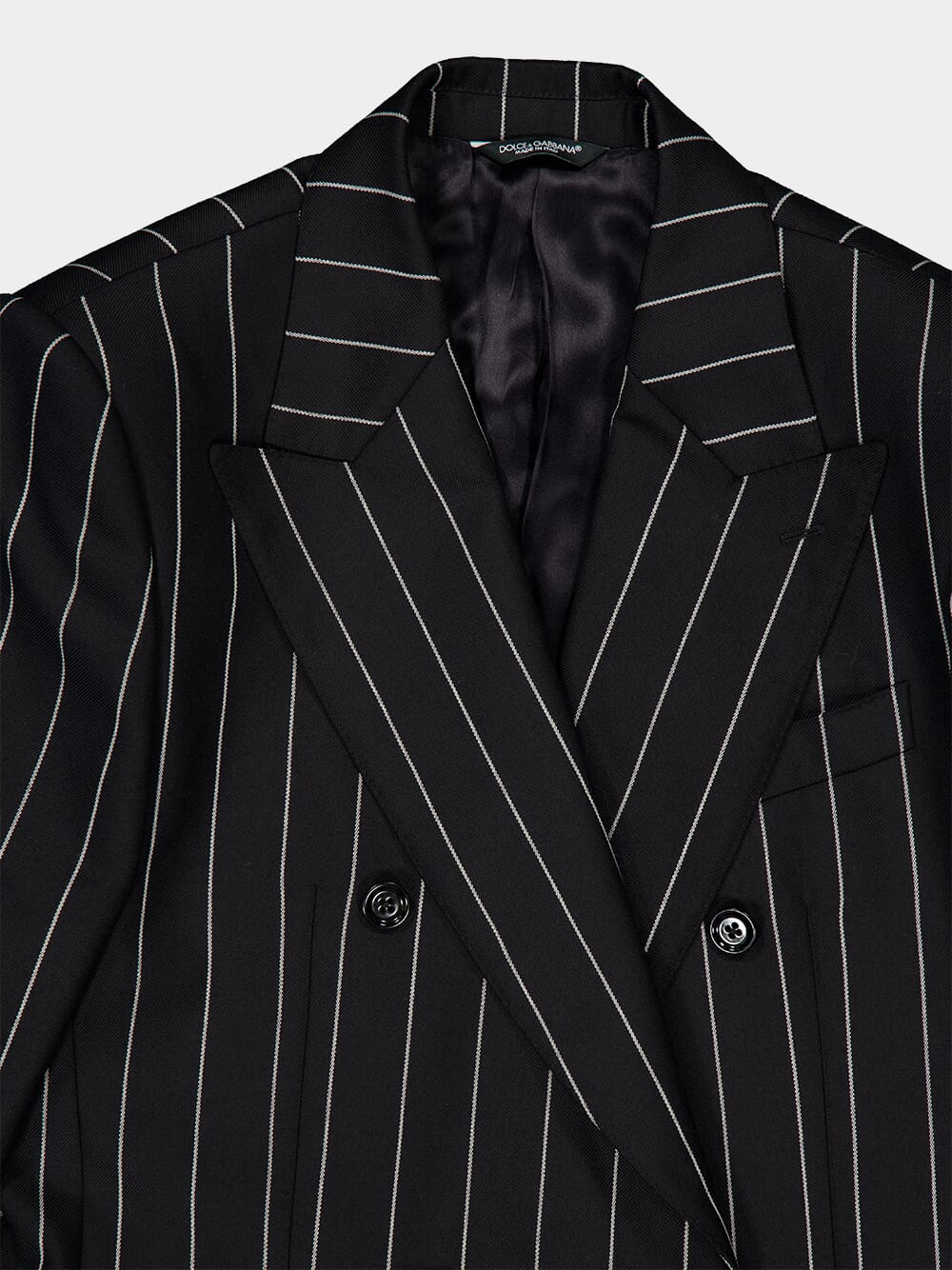 Black Pinstripe Sicilia Wool Jacket - Image 5