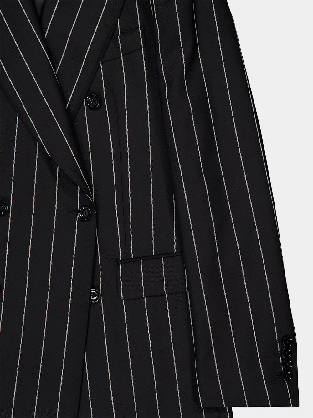 Black Pinstripe Sicilia Wool Jacket - Image 6