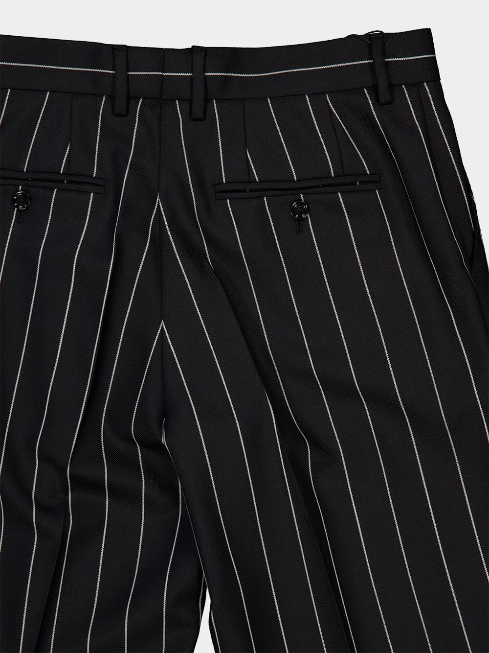 Black Pinstripe Wool Trousers - Image 4