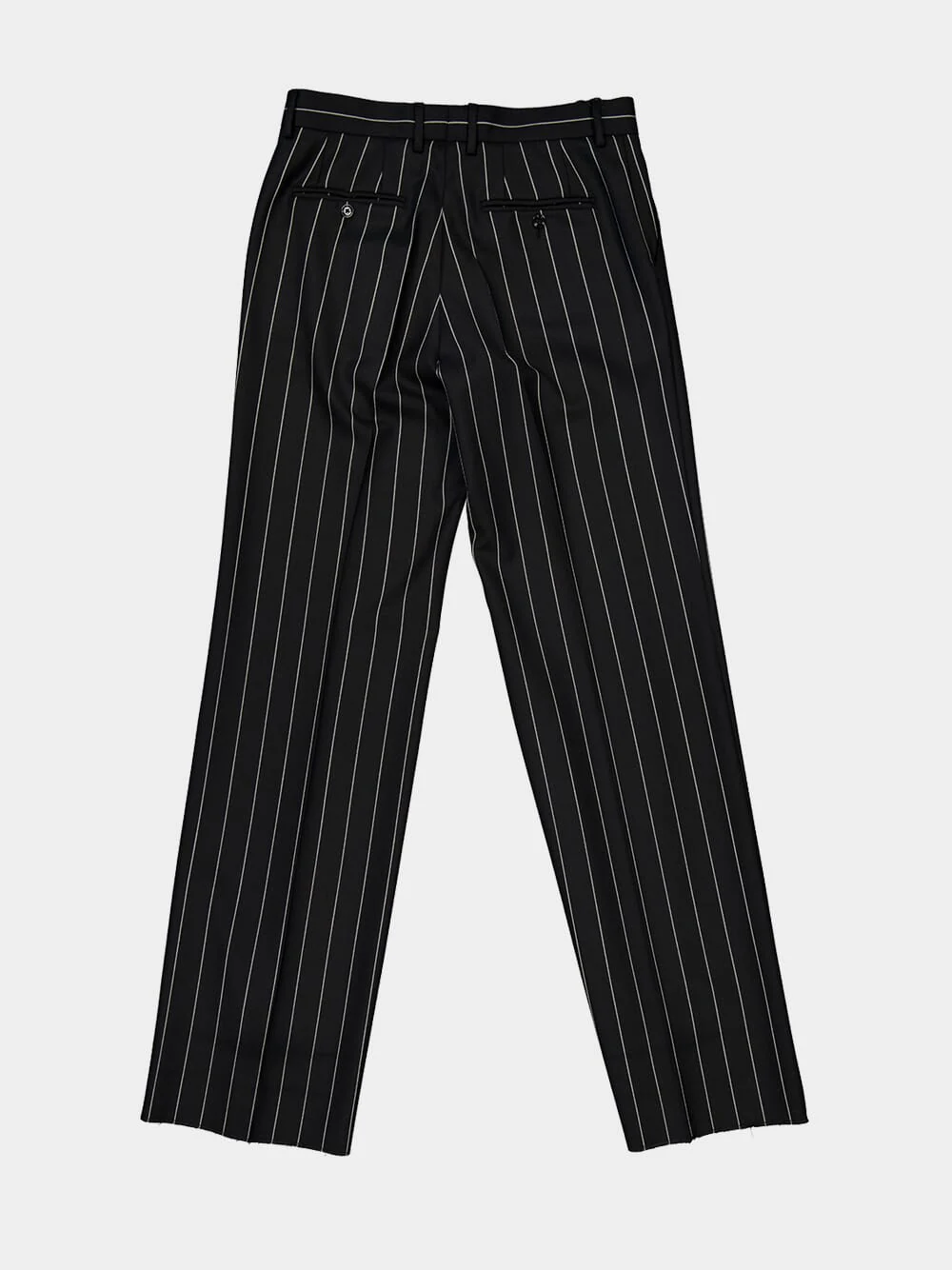 Black Pinstripe Wool Trousers - Image 5