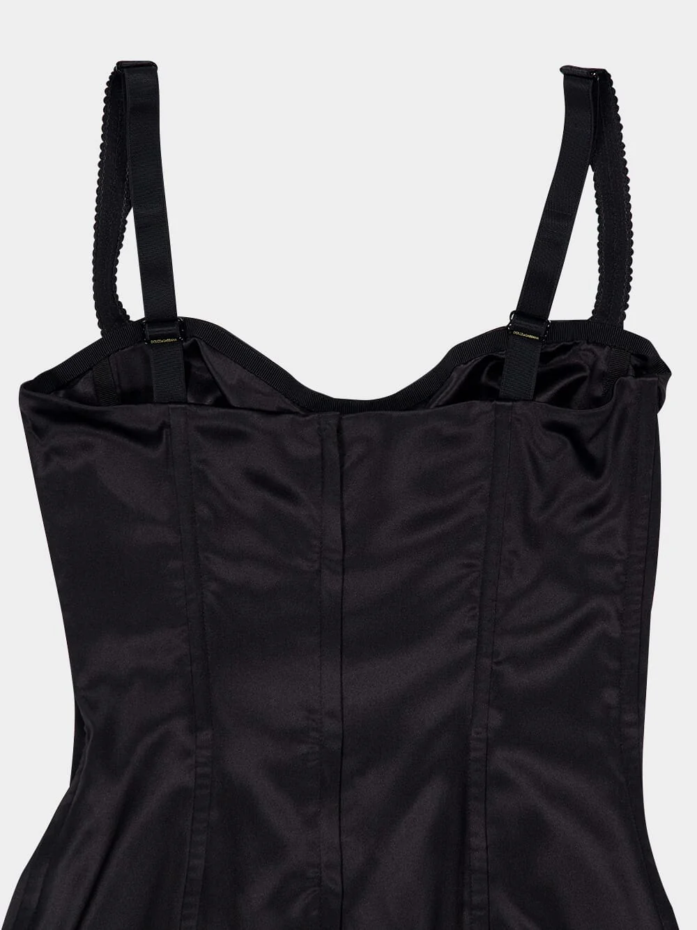 Black Satin Calf-Length Corset Dress - Image 4