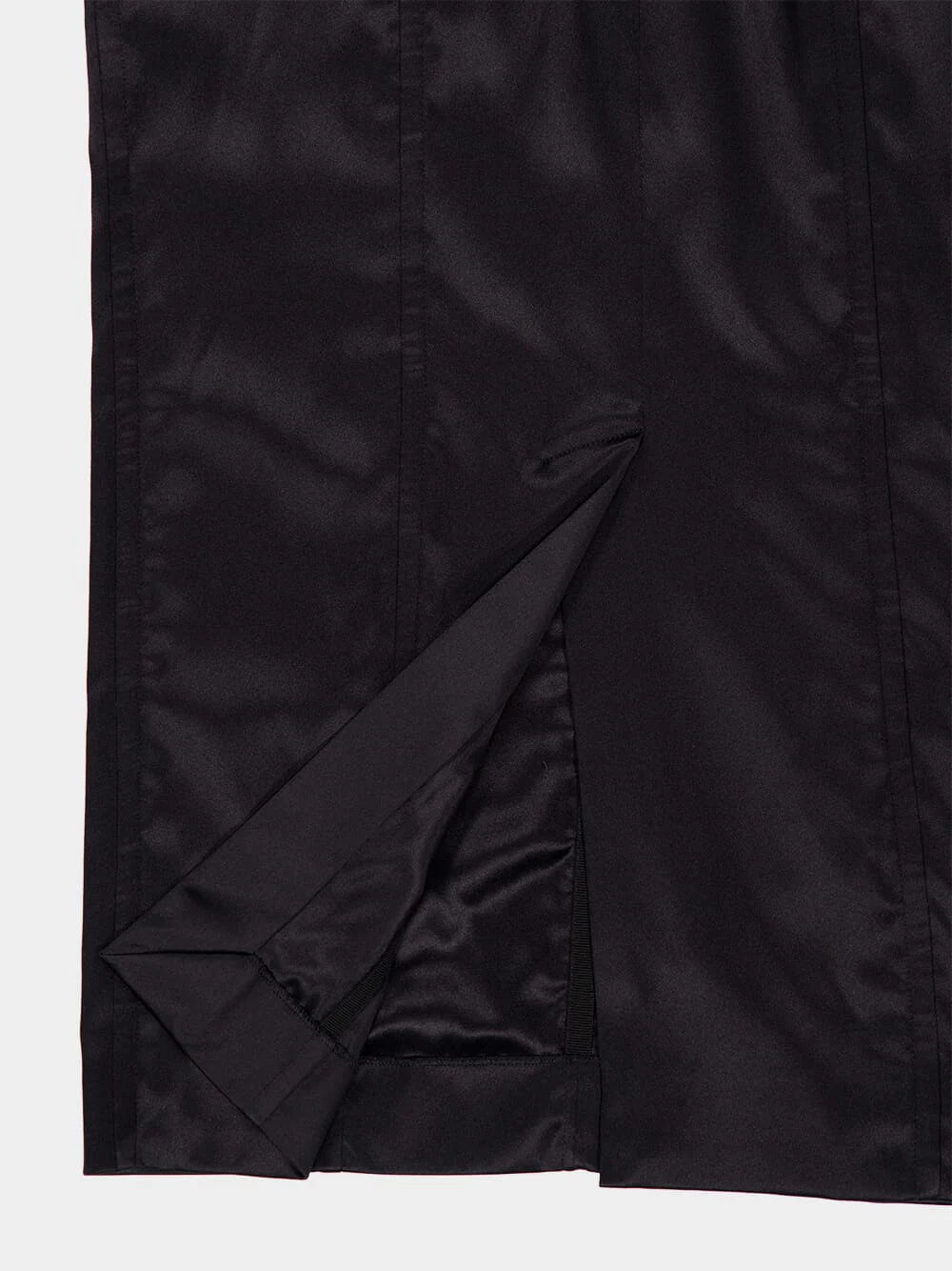 Black Satin Calf-Length Corset Dress - Image 5