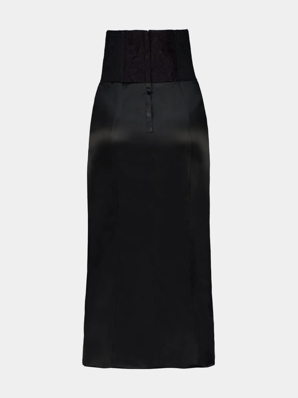 Black Satin Corset-Belt Midi Skirt - Image 10