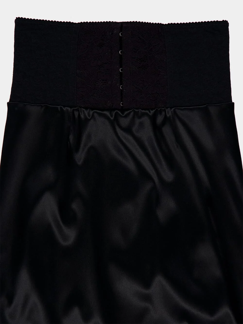 Black Satin Corset-Belt Midi Skirt - Image 11