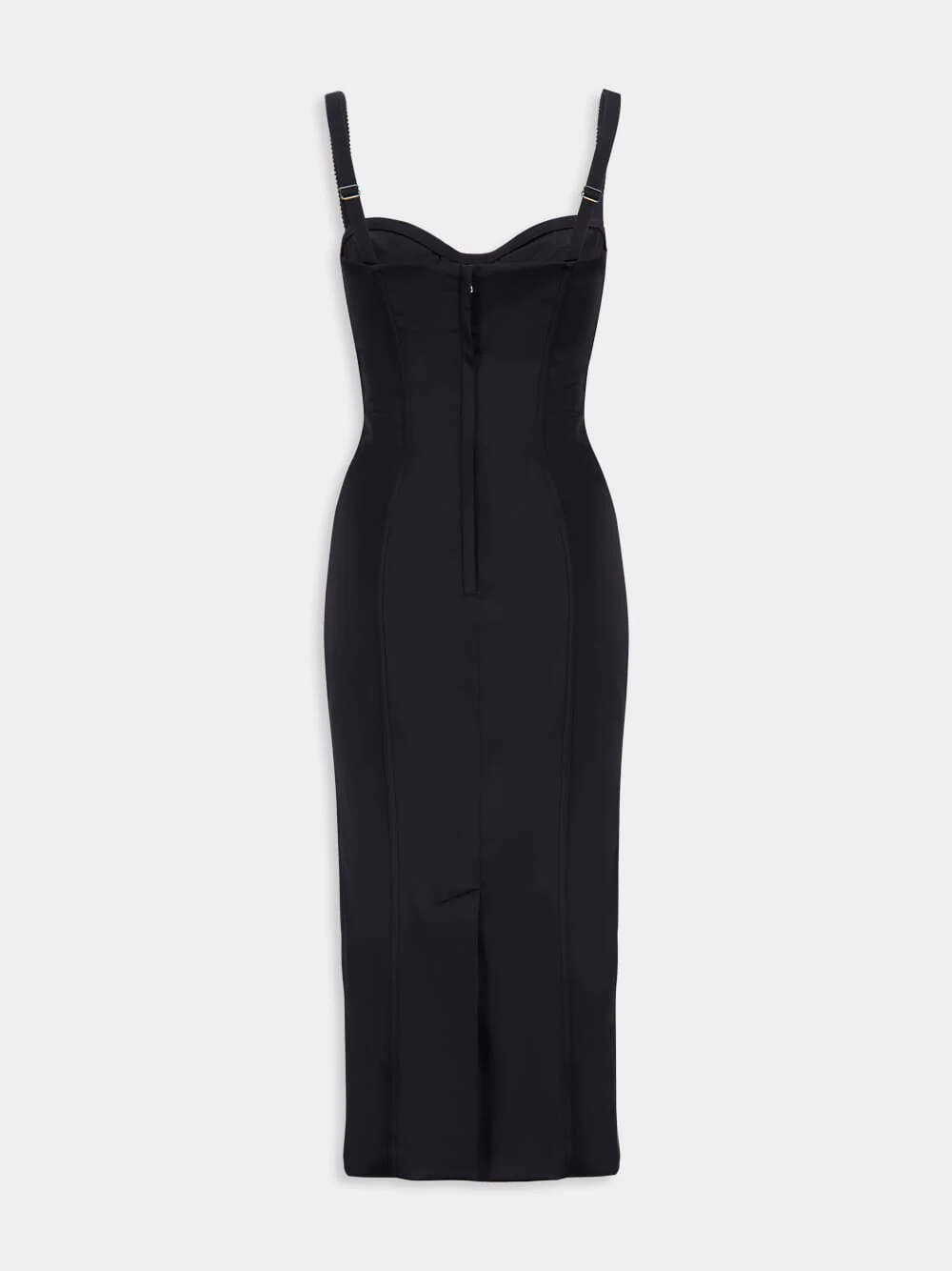 Black Satin Corset Midi Dress - Image 3