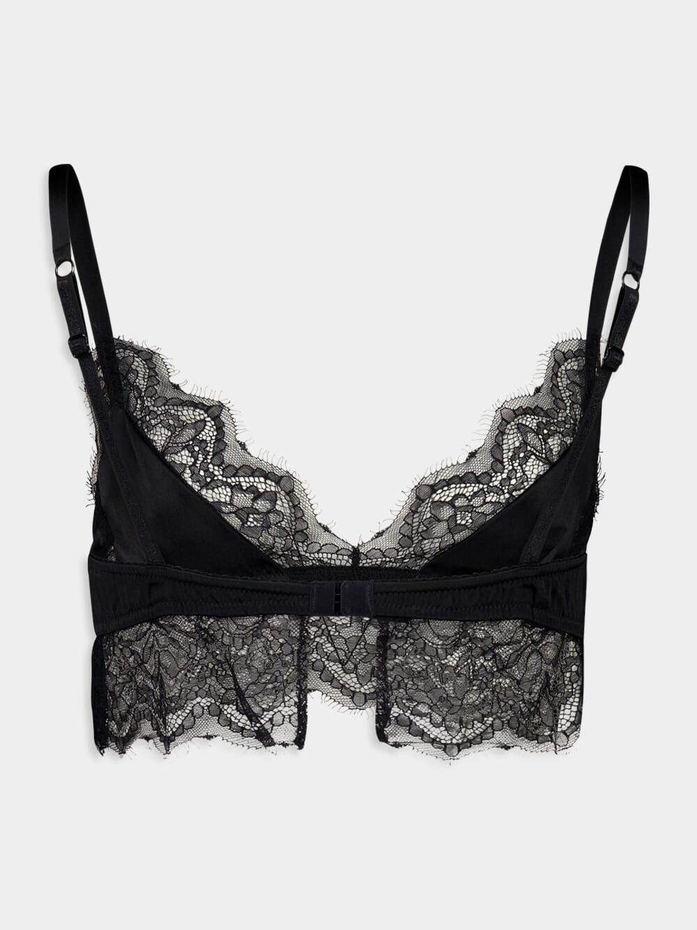 Black Satin Lace Soft-Cup Bralette - Image 2