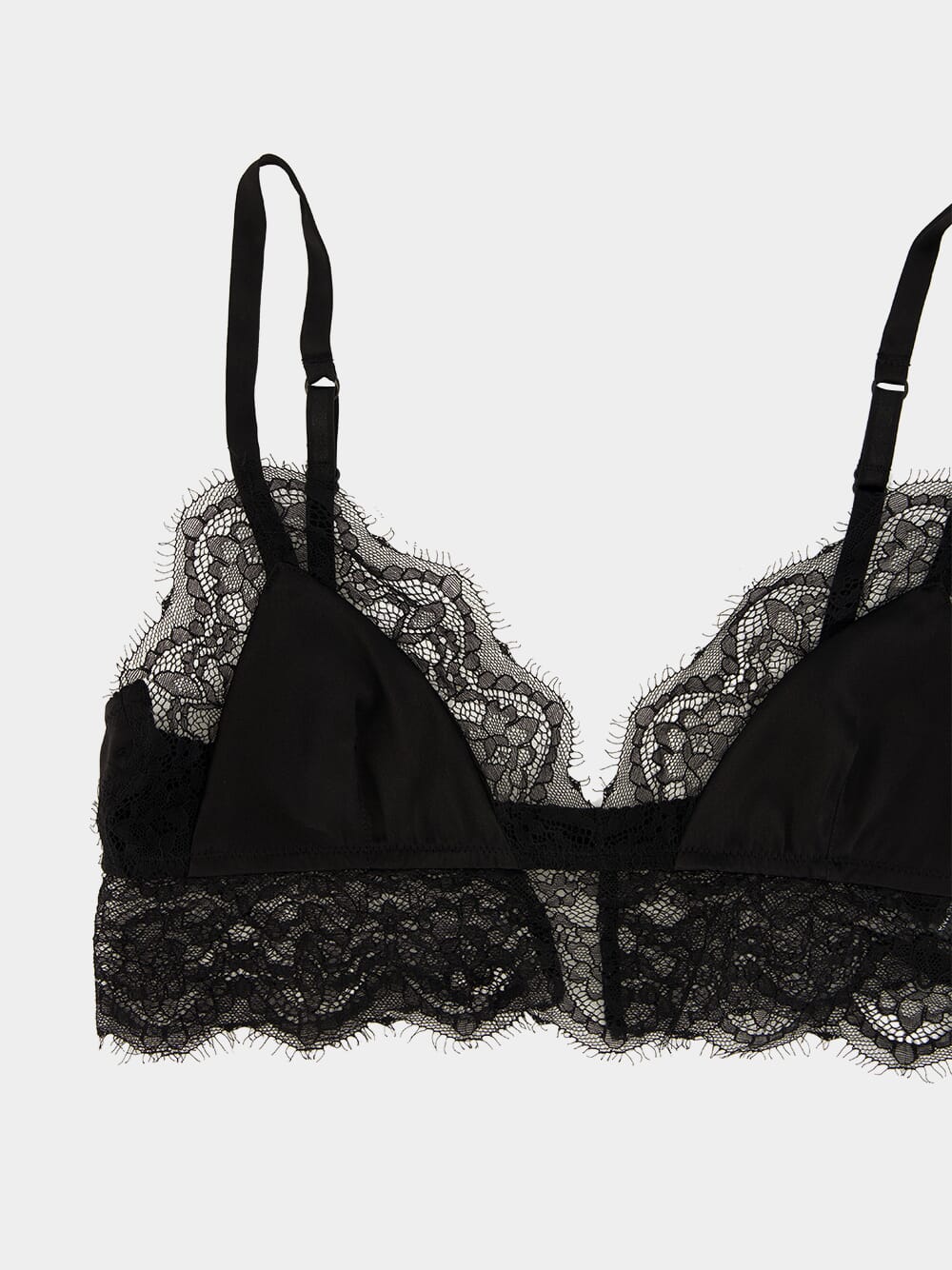 Black Satin Lace Soft-Cup Bralette - Image 3