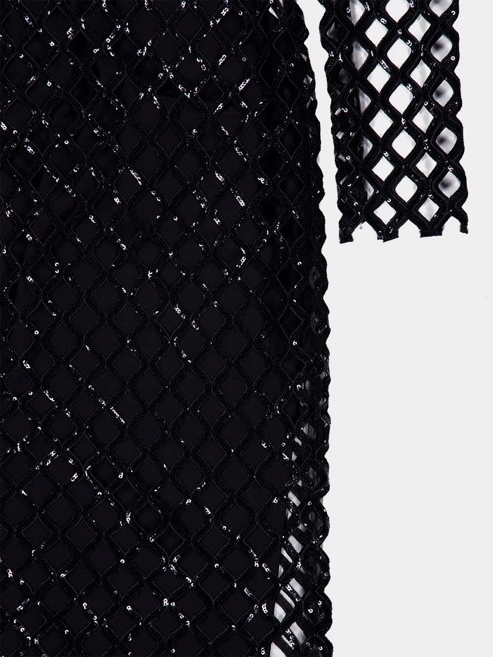 Black Sequin Mesh Long Sleeve Maxi Dress - Image 4