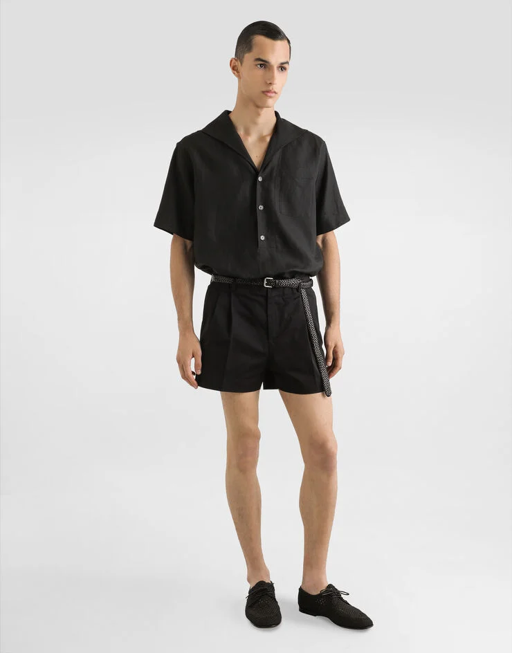 Black Short-Sleeve Cotton Shirt - Image 2