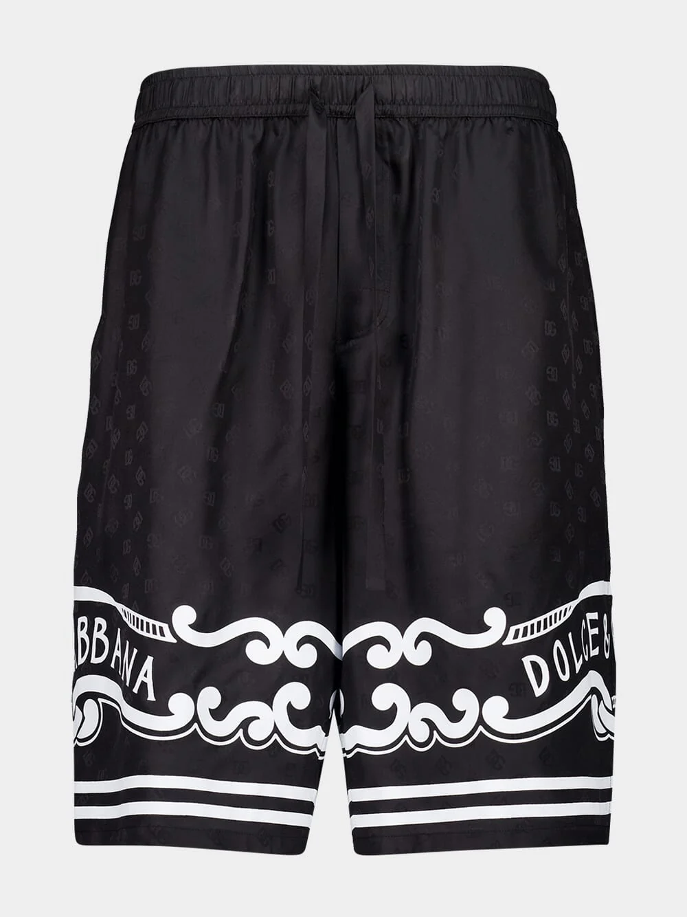 Black Silk Bandanna-Print Shorts