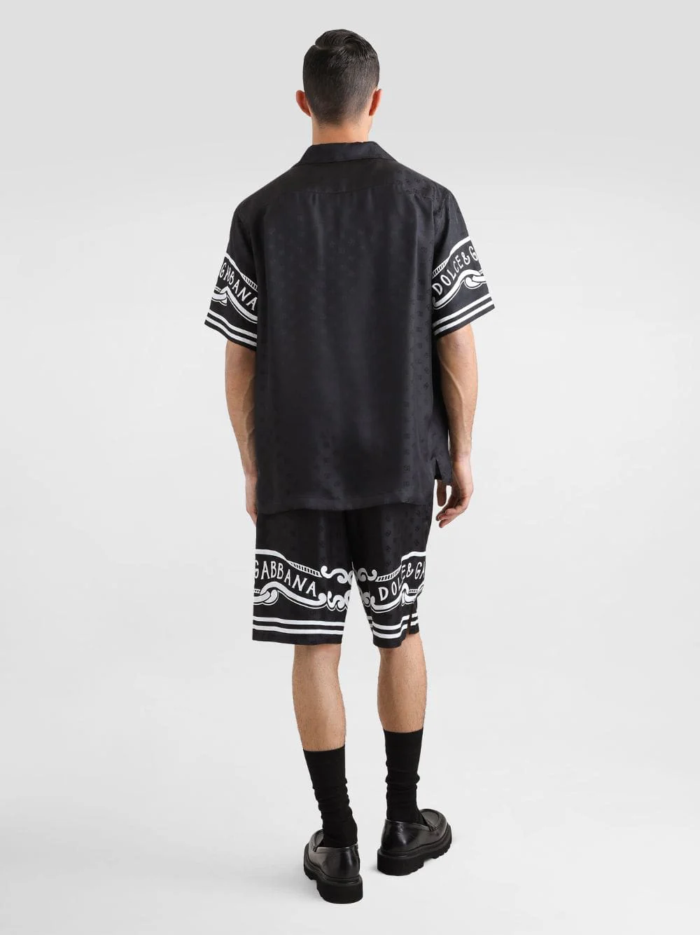 Black Silk Hawaiian Shirt with Bandanna Print - Image 3