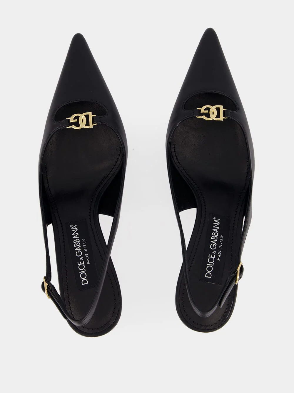 Black Silk Nappa Leather Slingbacks - Image 4