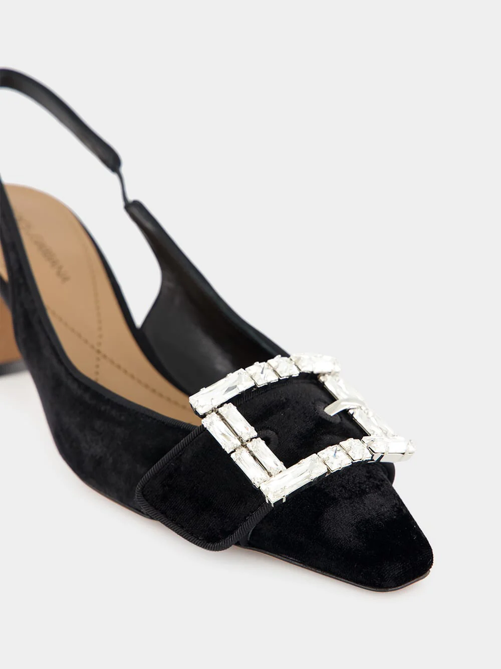 Black Velvet Slingbacks with Jeweled Buckle - Image 14
