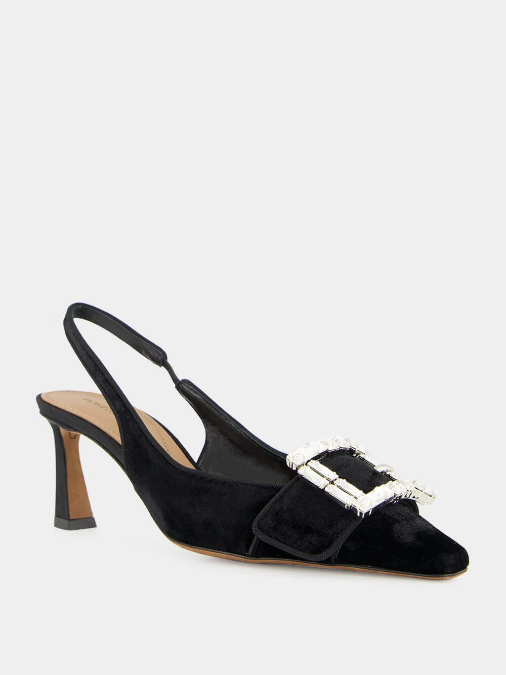 Black Velvet Slingbacks with Jeweled Buckle - Image 9