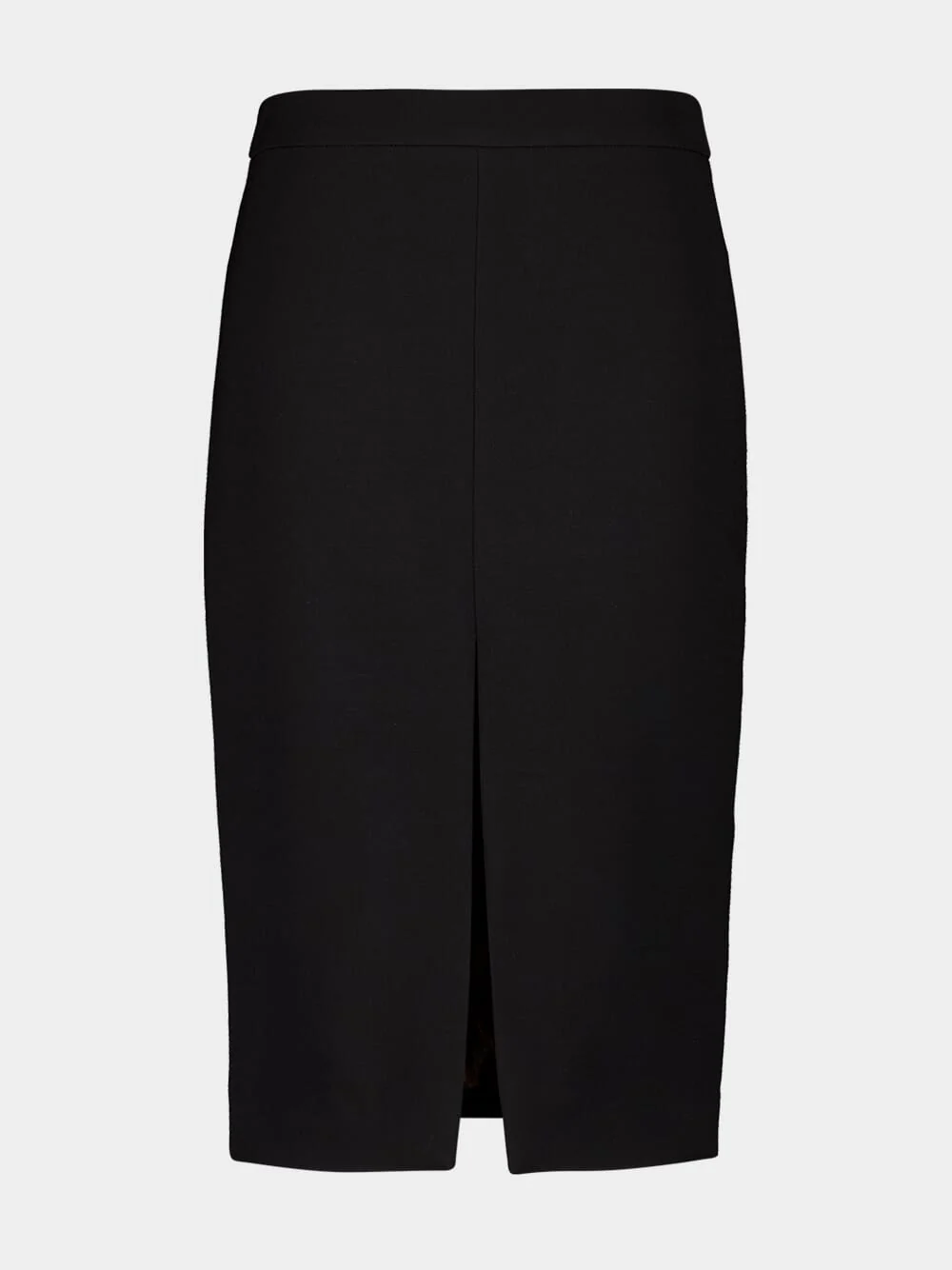 Black Virgin Wool Midi Pencil Skirt