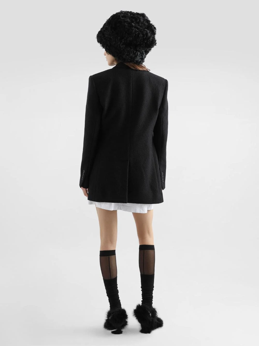 Black Wool Cloth Double-Breasted Jacket - Image 3