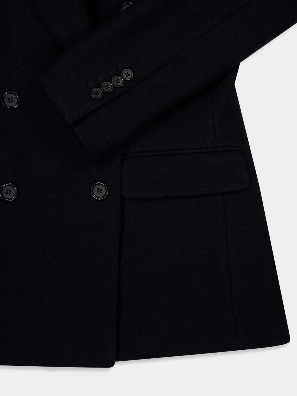 Black Wool Cloth Double-Breasted Jacket - Image 6