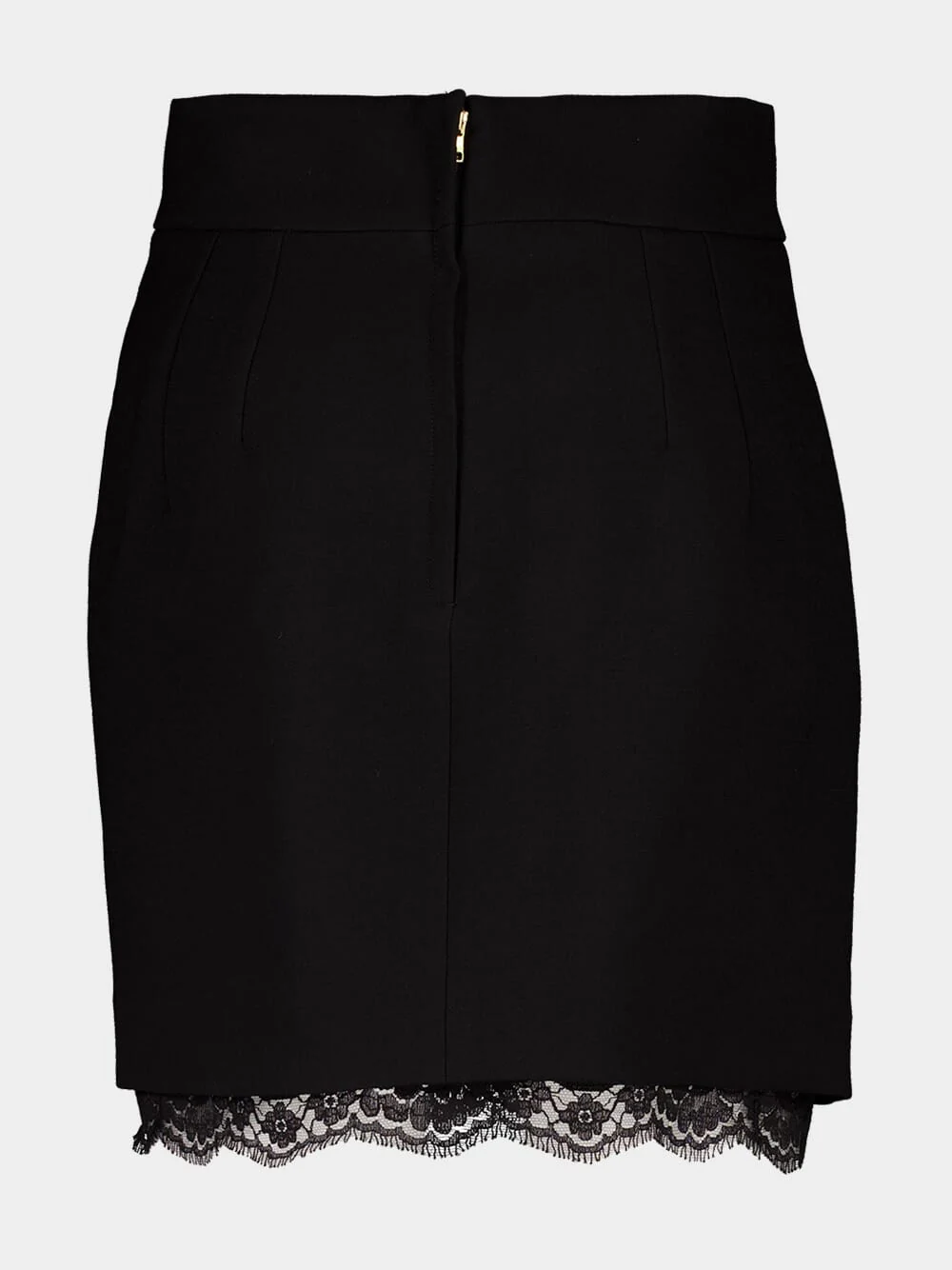 Black Wool Skirt with Lace Hem - Image 2