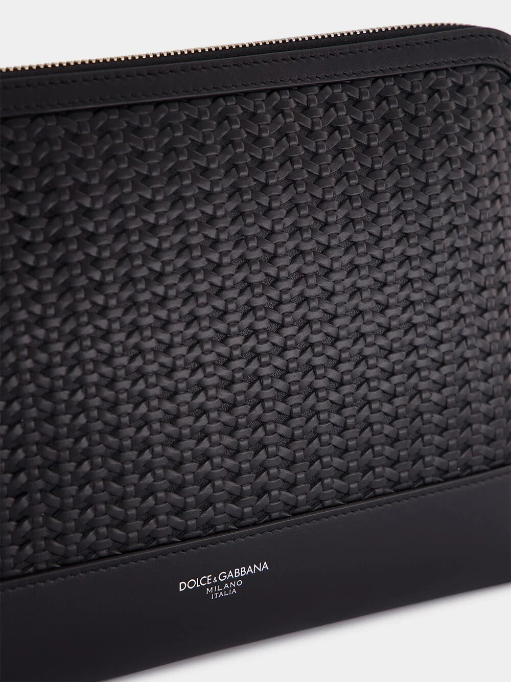 Black Woven Calfskin Clutch Bag - Image 6
