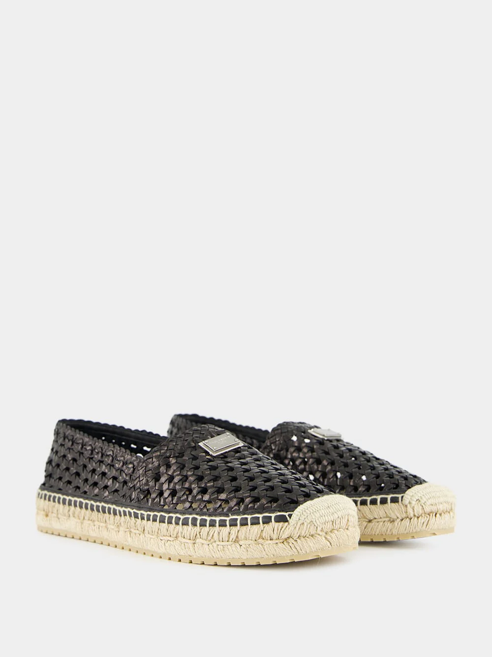 Black Woven Calfskin Espadrilles - Image 3