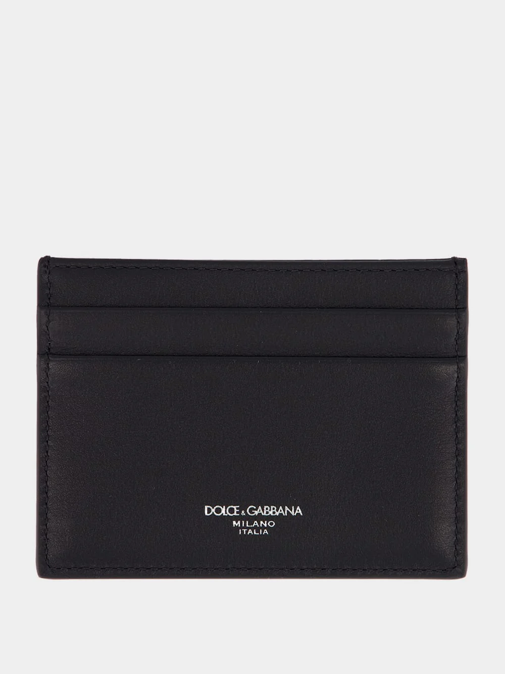 Black Woven Calfskin Leather Card Holder