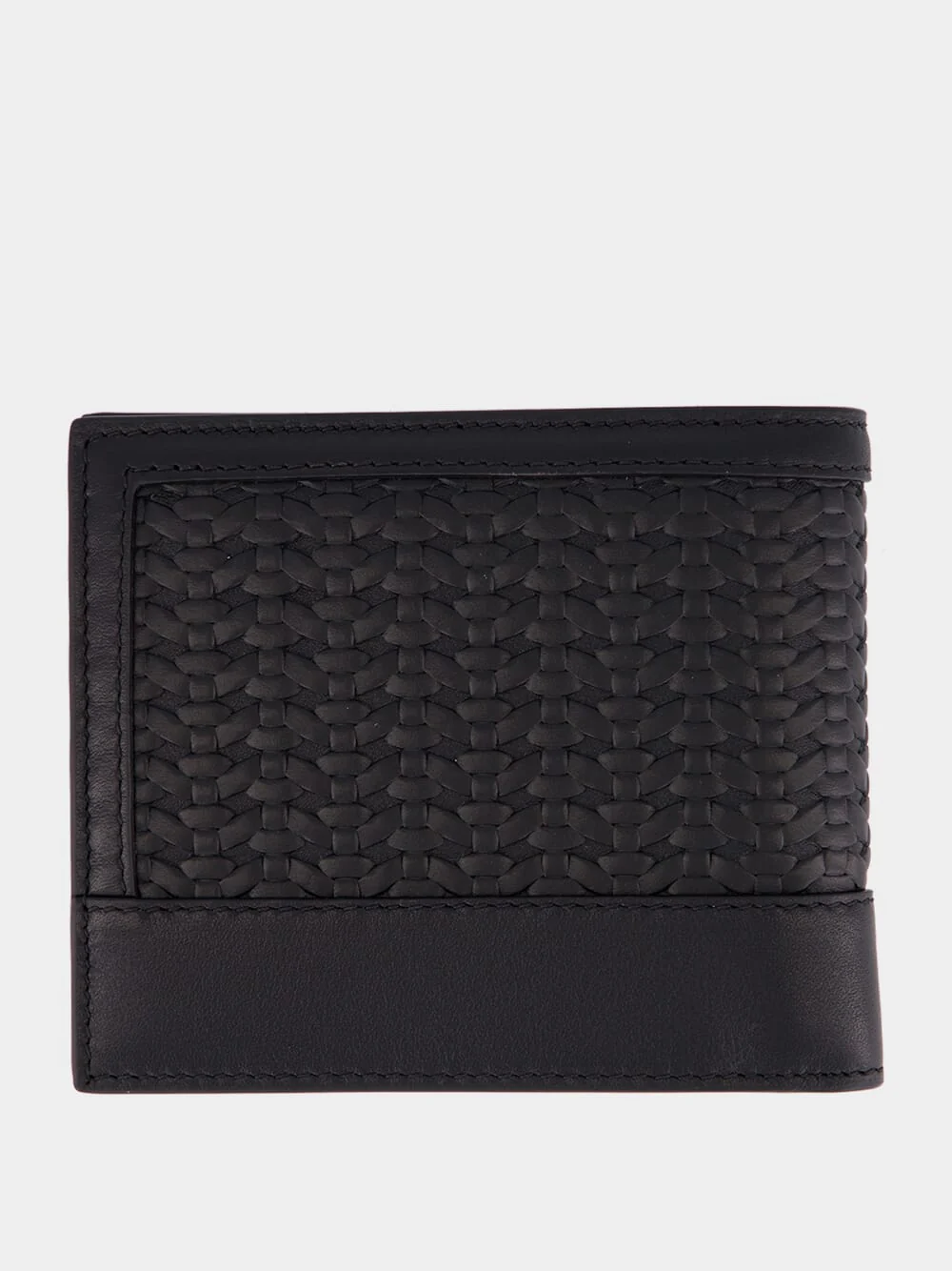 Black Woven Calfskin Leather Wallet - Image 2