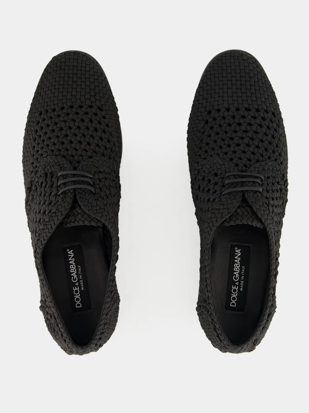 Black Woven Fabric Derby Shoes - Image 4