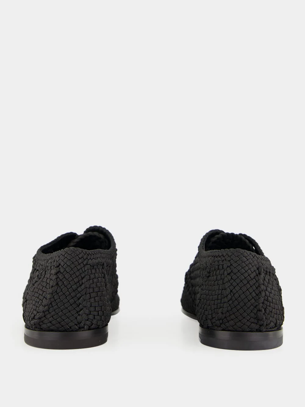 Black Woven Fabric Derby Shoes - Image 5