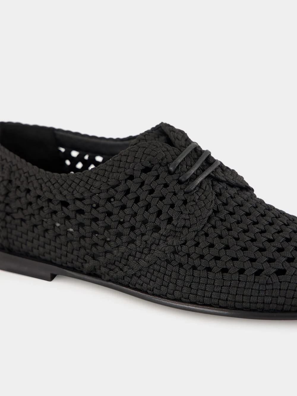 Black Woven Fabric Derby Shoes - Image 6