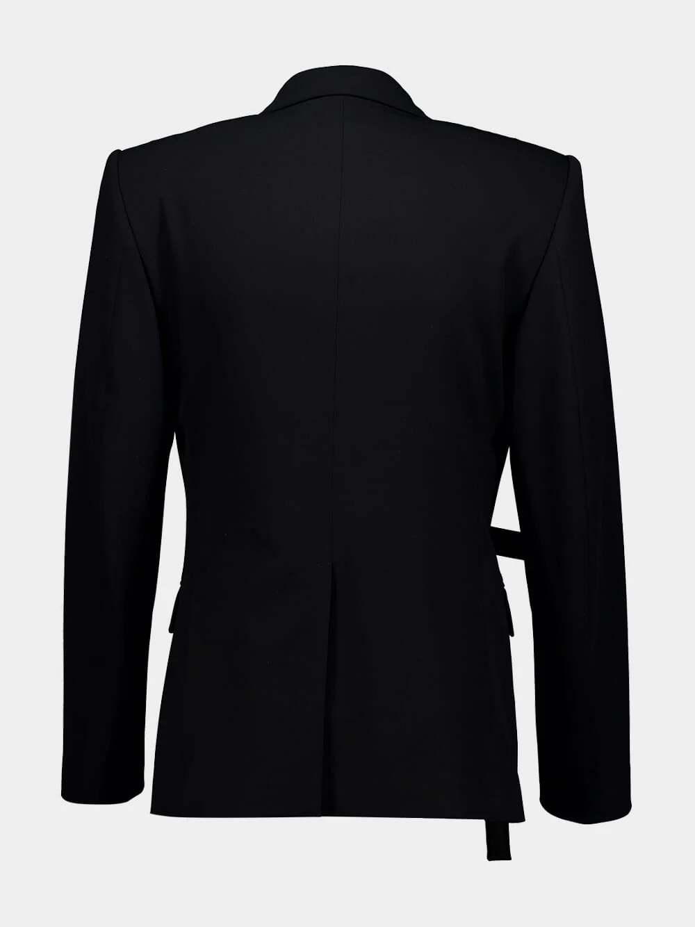 Black Wrap-Style Wool Blazer - Image 2