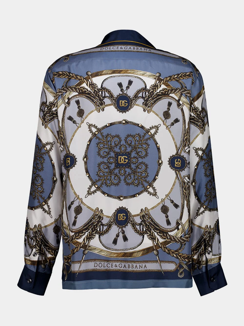 Blue Cargo-Print Silk Twill Shirt - Image 3
