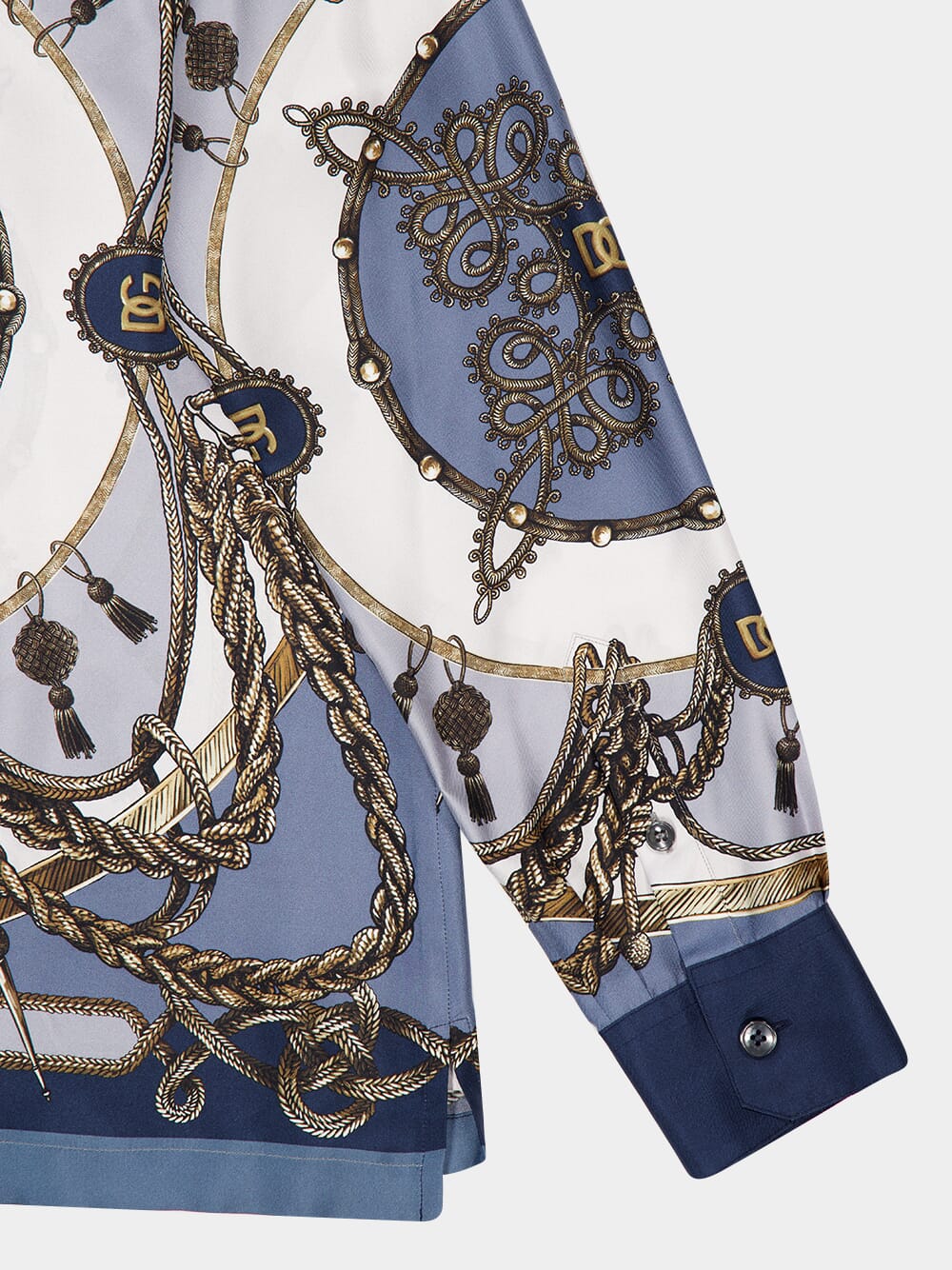 Blue Cargo-Print Silk Twill Shirt - Image 6