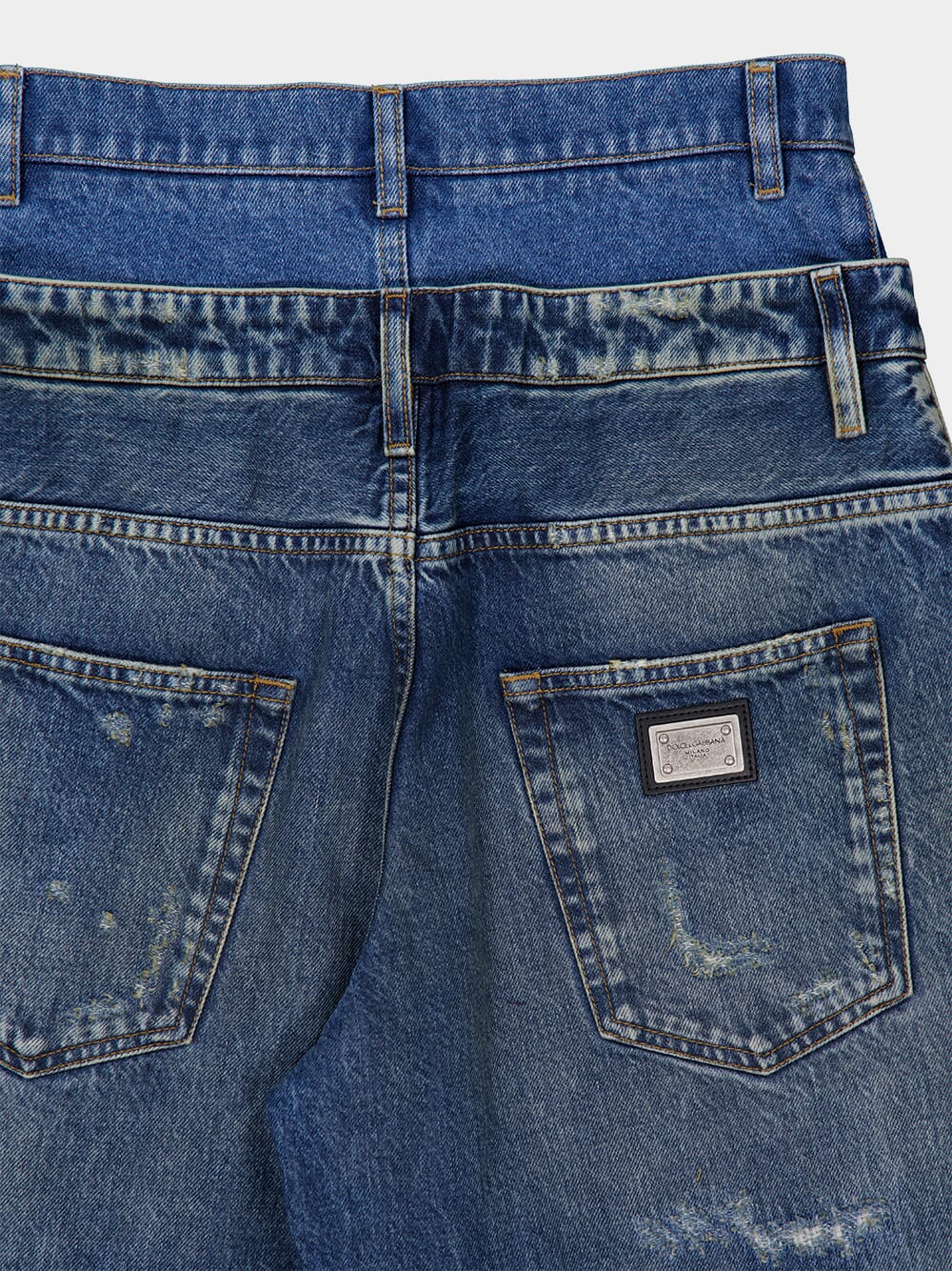 Blue Distressed Wide-Leg Denim Jeans - Image 4
