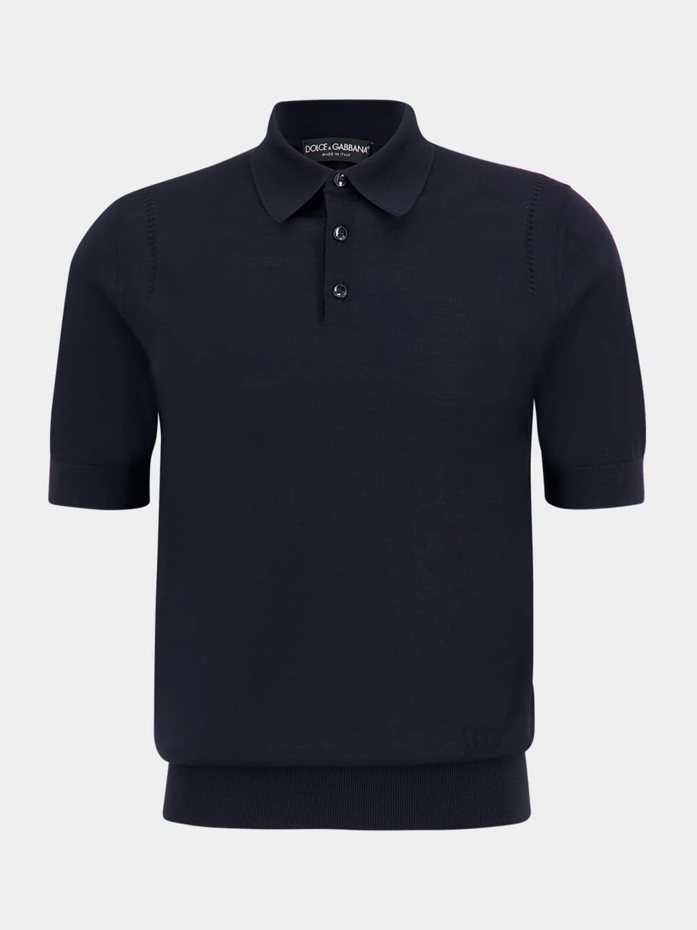 Blue Fine-Gauge Wool Polo Shirt