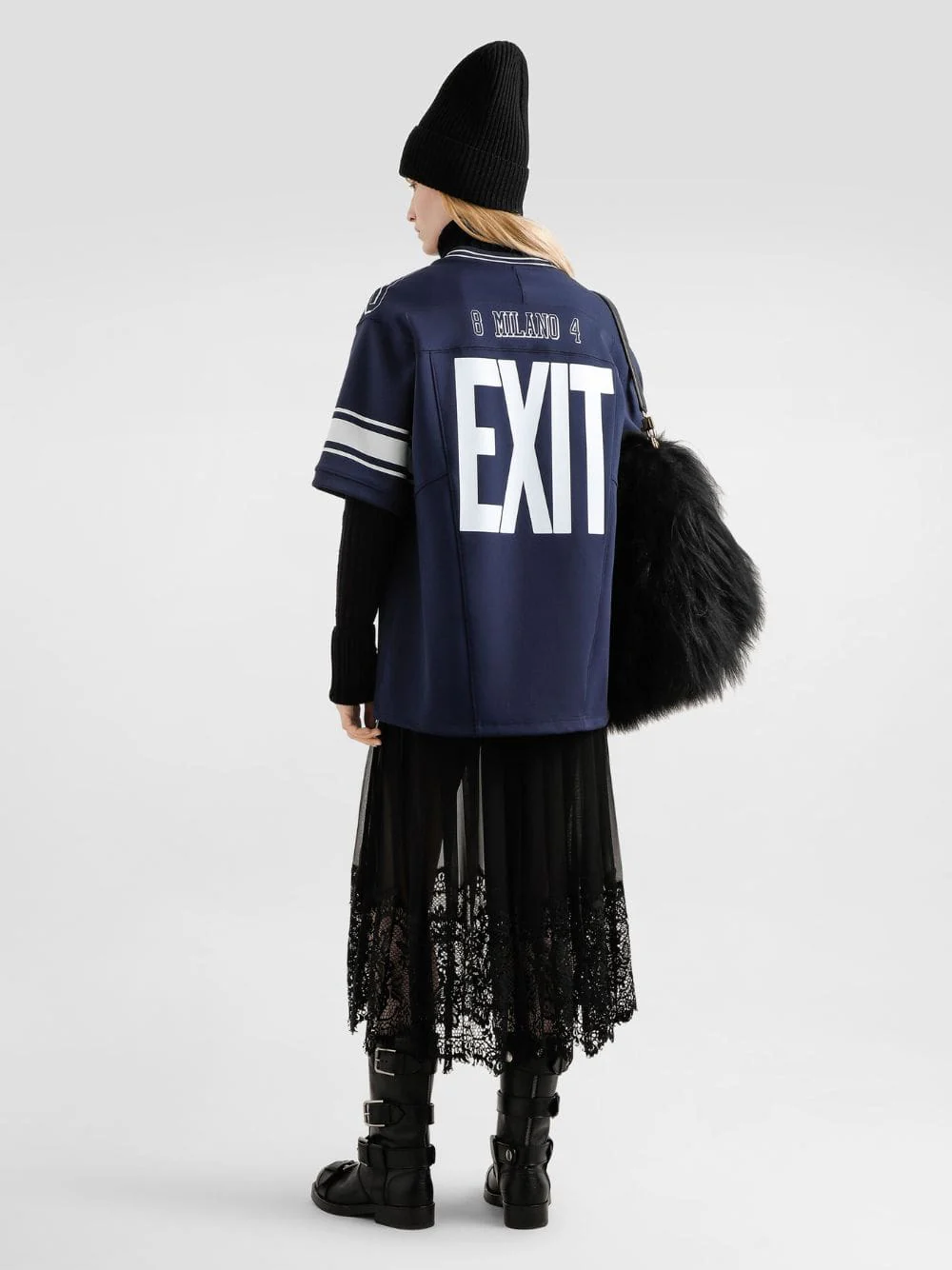 Blue Printed T-Shirt with Patch Detail - Image 4