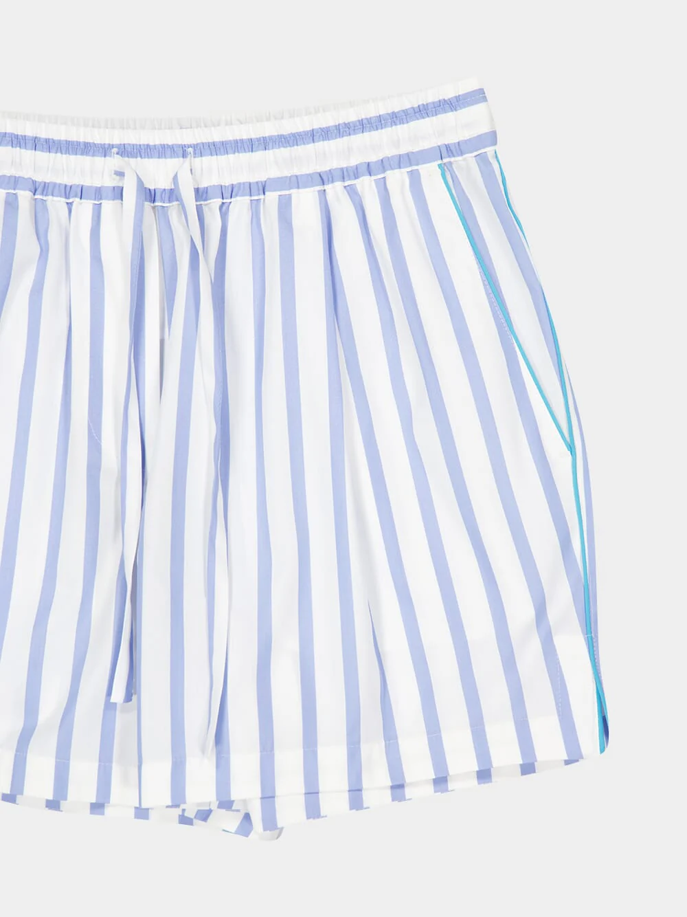 Blue Striped Cotton Shorts - Image 2